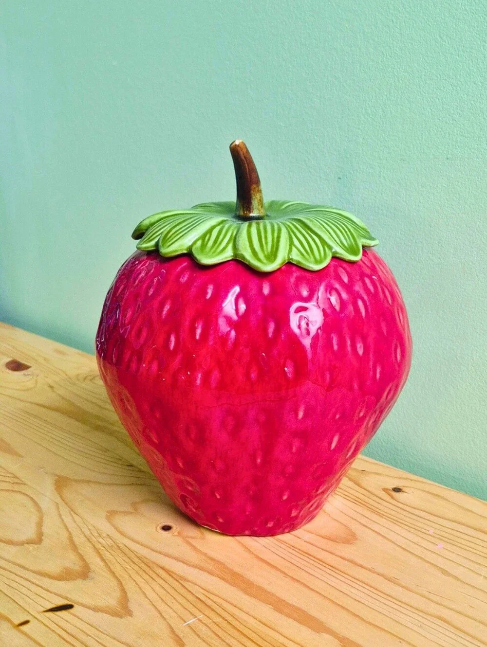 Vintage California Originals Ceramic Strawberry Cookie Jar / Canister (#8215)